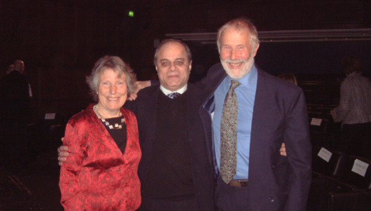 Image:Neil Nadkar (Centre) with Sir Chris Bonnington and Lady Bonnington. Image: Neil Nadkar