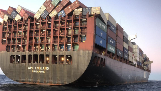 Image:Inspections showed that around 550 lashing plates needed to be replaced on APL England. Credit: Australian Maritime Safety Authority (AMSA)
