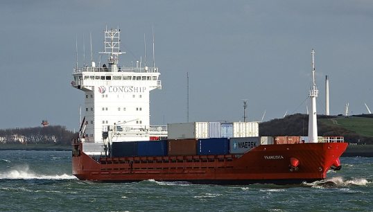 Image:Francisca lost 34 containers in the North Sea. Picture: Wikimedia Commons