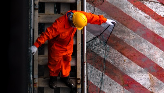Image:Detail from the cover of the Nautilus Federation report Mapping Our Maritime Future. Image: ITF Seafarers' Trust Life at Sea collection/Franklin N Boyboy
