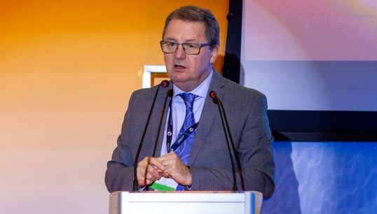 Image:Mark Dickinson speaking in Liverpool in October 2023, when the research project Mapping Our Maritime Future was launched. Image: Brad Wakefield