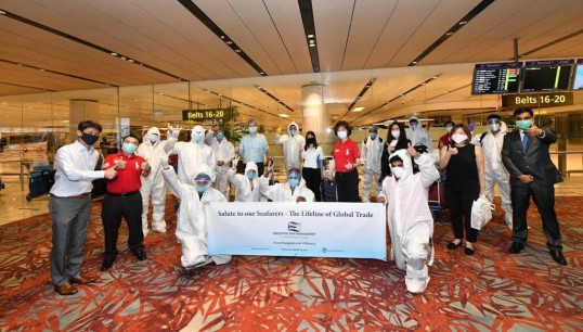 Image:Singapore Maritime Officers’ Union has supported and campaigned for the rights of seafarers during the pandemic, and fought to make the country into a crew change hub. Image: SMOU