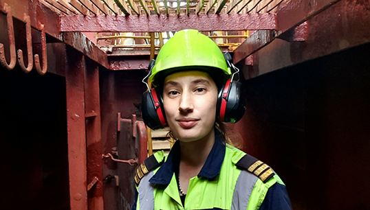 Image:Helen Coultas, who works on Maersk containerships as a chief mate