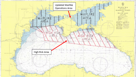 Image:The northern Black Sea is internationally designated a 'warlike area' for commercial shipping, but this does not make civilian seafarers legitimate targets. Image: IBF