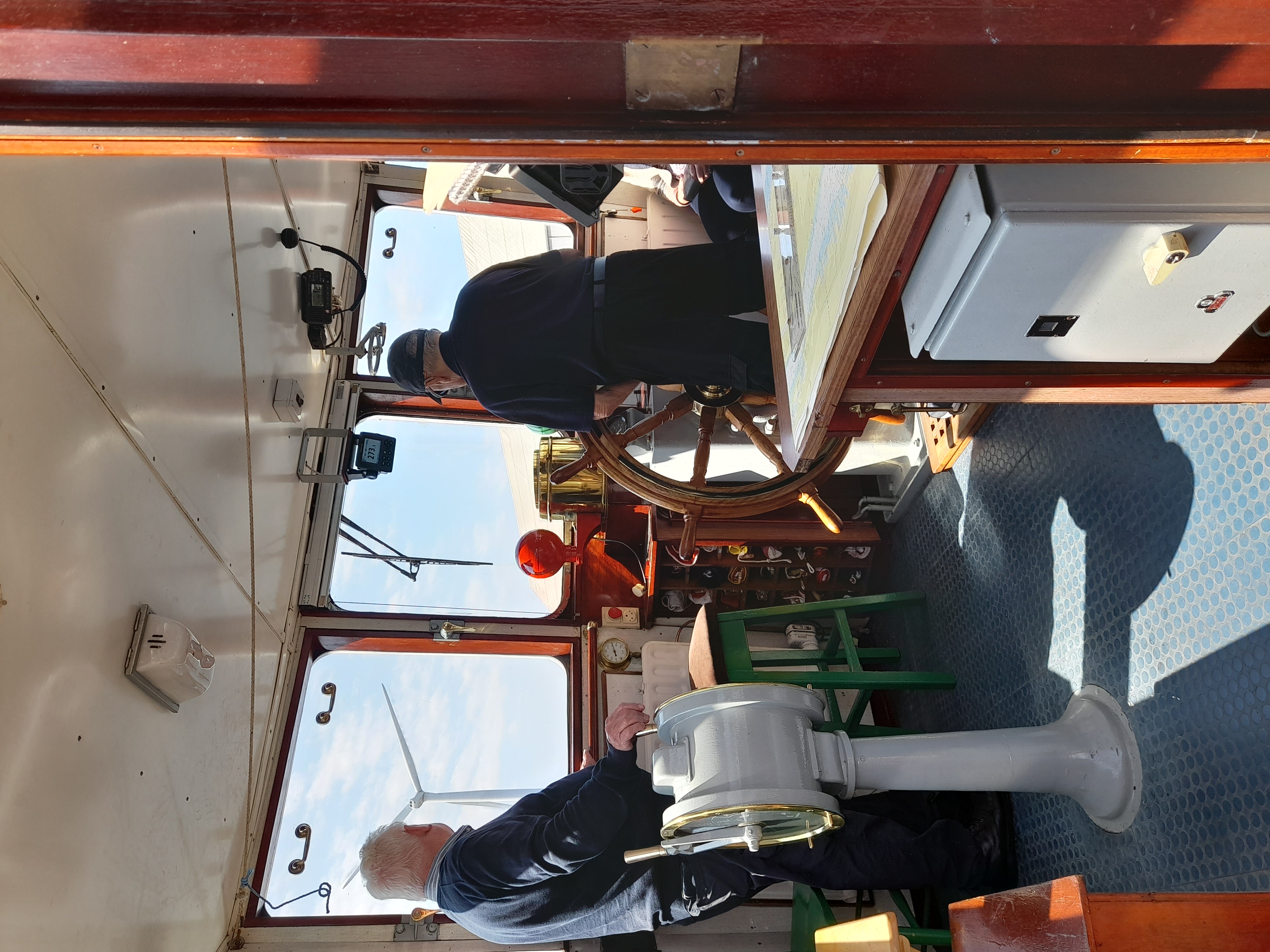 Image:(L-R) Brocklebank crew Captain David Crantham and second mate Derek Bowker.  Image: Clive Evans