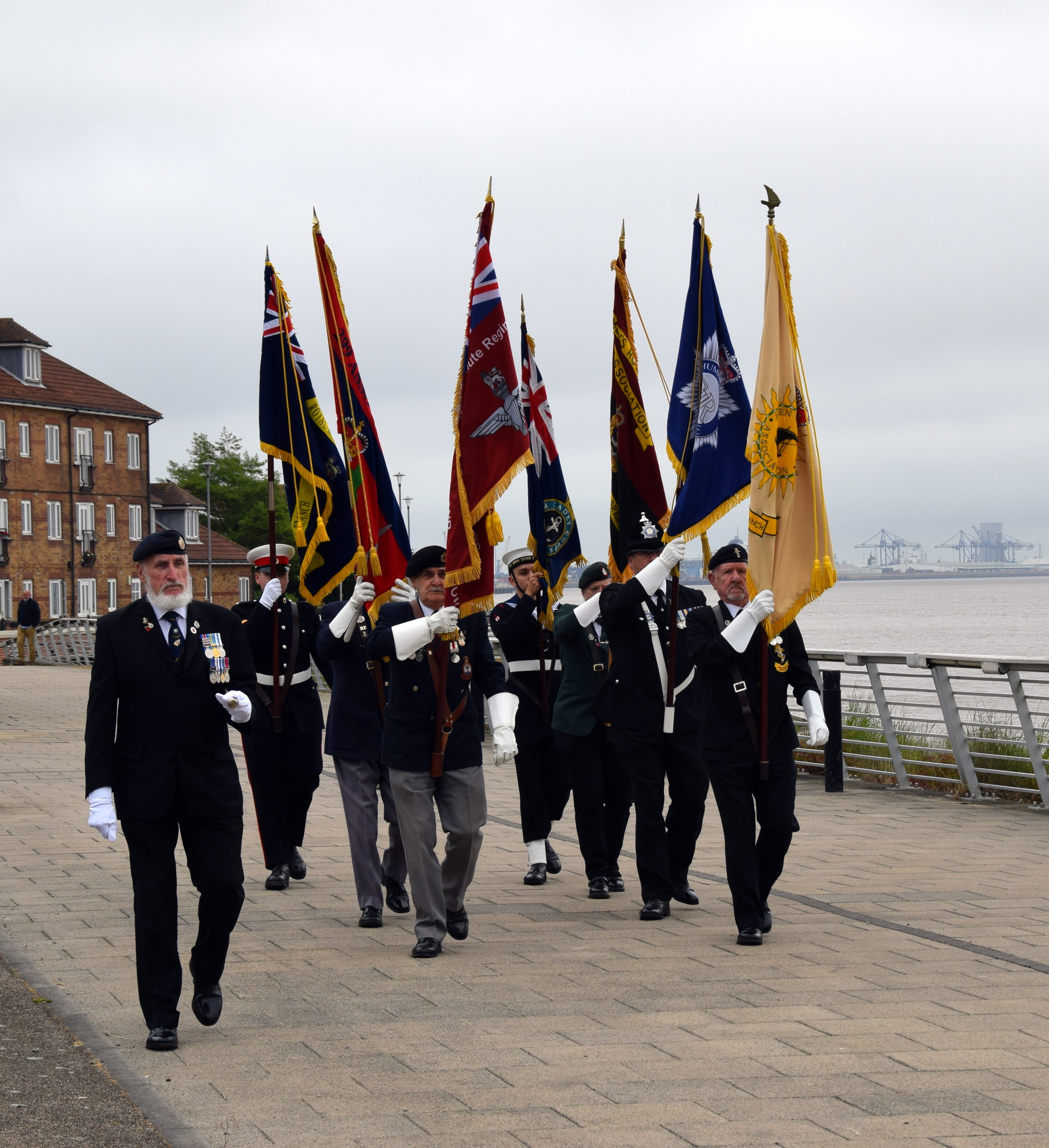 Image:Veteran standard bearers at the Hull drumhead service organised by Nautilus member Keith Thompson. Image: courtesy Keith Thompson