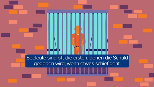 Image:Die Animation ist Teil der Fair-Treatment-Kampagne der Gewerkschaft, die eine faire Behandlung von Seeleuten in allen Aspekten ihrer Arbeit fordert, auch bei Unfällen.