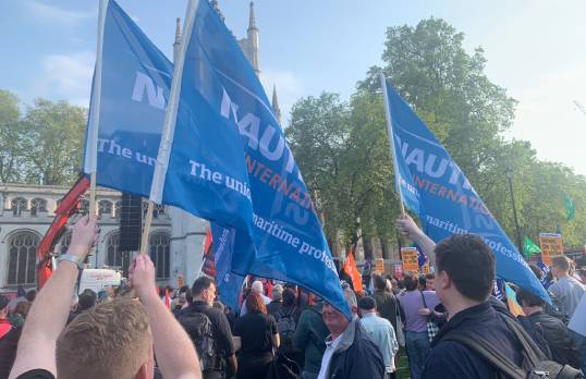 Image:Members and staff from Nautilus International attending the TUC's 2023 Right to Strike Rally. Image: Nautilus International