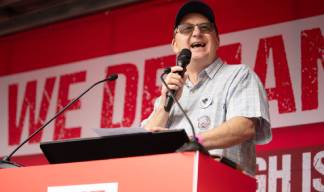 Image:In June 2022, Nautilus general secretary Mark DIckinson addressed thousands of union supporters at the TUC's We Demand Better rally in London's Parliament Square. He called for workers to be urgently granted proper employment protections. Image: Anna Gordon
