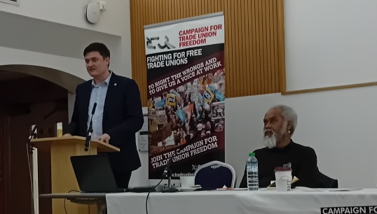 Image:In March 2025, Nautilus director of organising Martyn Gray spoke alongside fellow trade unionists at a rally on Strengthening the Employment Rights Bill organised by the Campaign For Trade Union Freedom. Image: Nautilus International  

