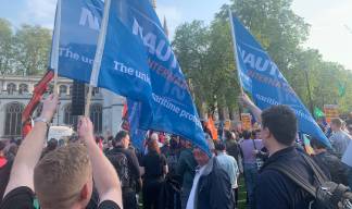 Image:As the Conservative government was pushing through its anti-strike legislation in May 2023, Nautilus joined other trade unions in London's Parliament Square in opposition to this attack on workers' rights. Image: Nautilus International
