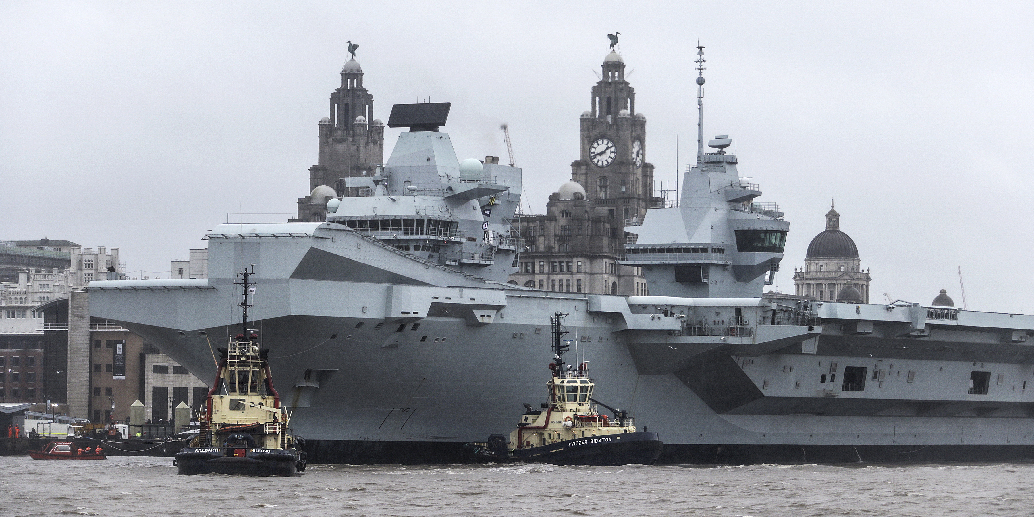Image:The aircraft carrier HMS Prince of Wales arriving in Liverpool to host a Maritime UK careers event during UK National Careers Week |  Image: Royal Navy