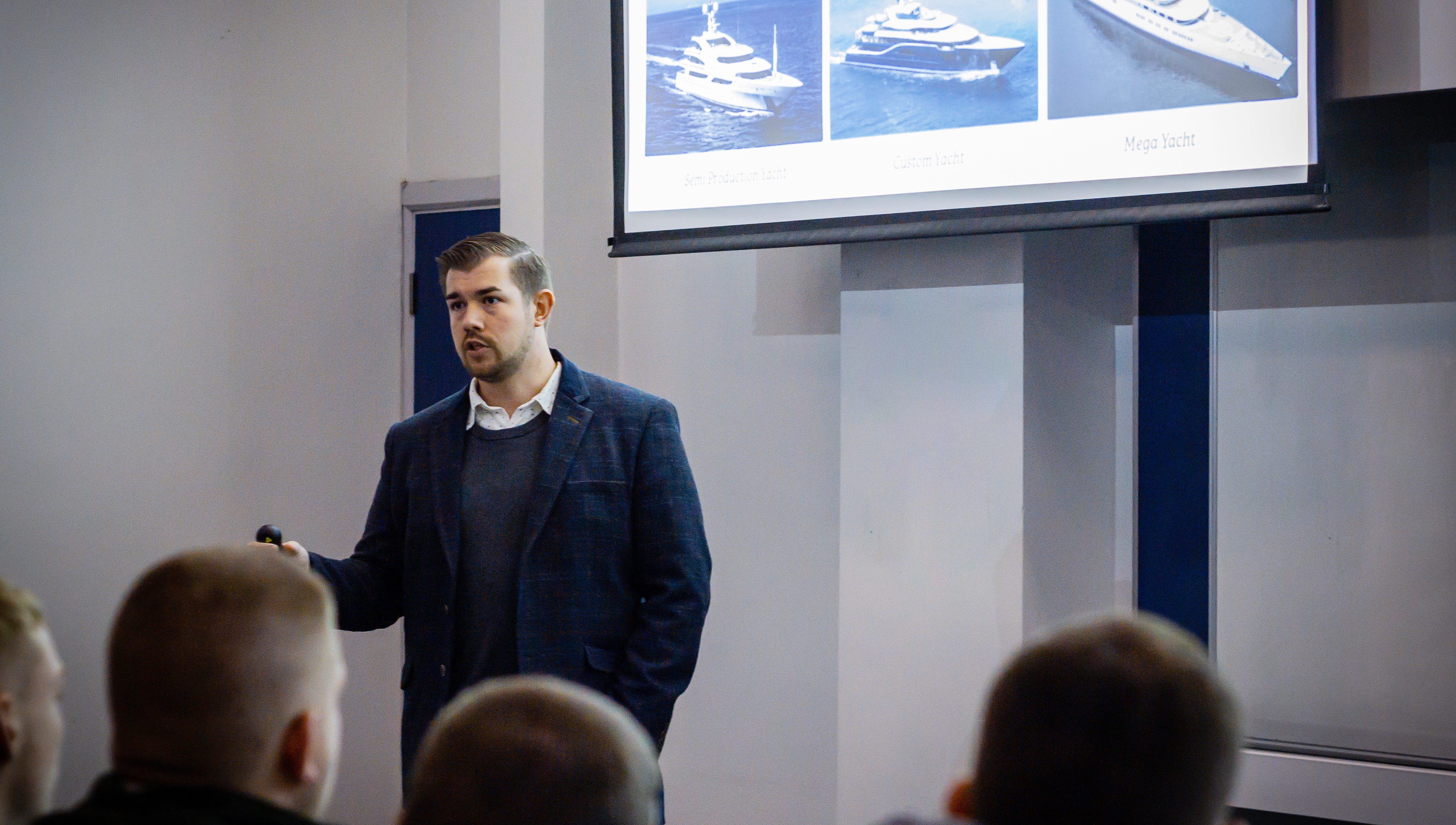 Image:West Nautical's managing director Geoff Moore, a former master who once studied at South Shields Marine School, talks to deck and engineering students at the college. 