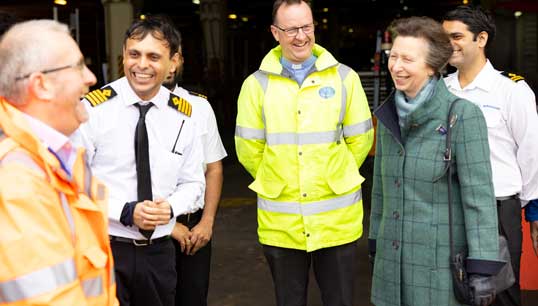 Image:HRH The Princess Royal – who is president of The Mission to Seafarers – during her visit with seafarers at the Port of Southampton for the event honouring maritime professionals. Image: The Mission to Seafarers
