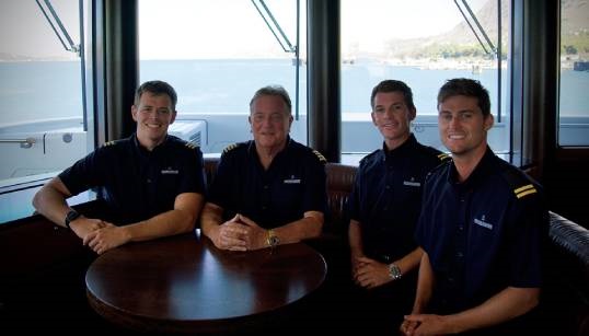 Image:Captain Richard Gascoyne Kirkby, and the rescue crew who also received a Medal, Ashley Oliver West, Ben Owen Bramwell, and Trystan Tanner. Image:  UK Government