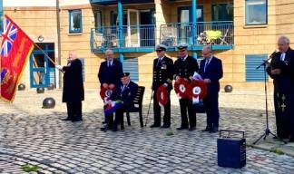 Image:Wreathlayers were from the Merchant Navy Association, Northern Lighthouse board, Trinity House Leith,  Royal Fleet Auxiliary, and City of Edinburgh Council. Image: Allan Dickson