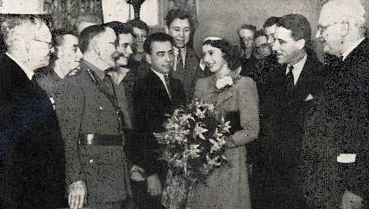 Image:H.R.H. Princess Elizabeth chatting with Merchant Navy seafarers in  the home she opened in Aberdeen in 1944 for Sailors' Society. Image: Sailors' Society