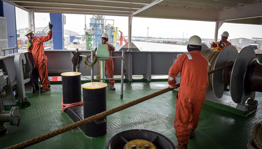 Image:Seafarers at work in the video created for Sea Sunday. Image: Sailors' Society