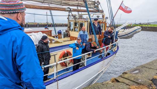 Image:Members of the Polish sea shanty choir Zawisza Czarny arrive at Clyde Marina, Ardrossan, in Scotland onboard their vessel Kapitan Borchardt. All images: Alan Kempster