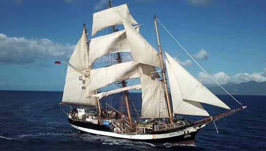 Image:Tallship Pelican of London which took part in the Darwin200 project's recent UK 'ocean health check' voyage, ahead of a planned 2021 global conservation project. Virtual tours of various merchant and Royal Navy ships as well a whizz around some ports are being offered during Maritime UK's week of online industry events.