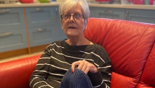 Image: 'Aunty Pauline' (Pauline Kirby) has been knitting woolly hats for seafarers for 10 years and has produced 1000 hats! Image: Nautilus member