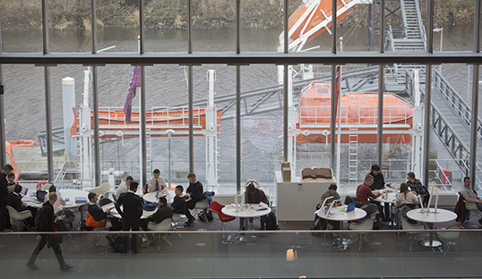 Image:Maritime students at City of Glasgow College's Riverside Campus, before pandemic restrictions took hold