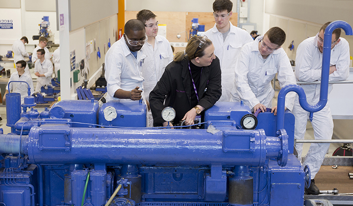 Image:Prospective seafaring students can take an open day tour of the Glasgow nautical studies faculty, including its maritime engineering lab. Image: City of Glasgow College.