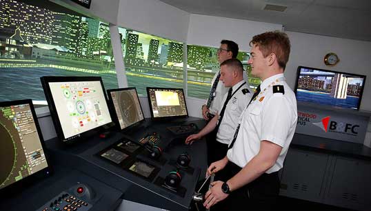 Image:Fleetwood Nautical College (FNC) bridge simulators. Image: FNC