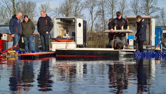 Image:Prospective students sail remote-controlled boats during a Dutch careers open day at the Maritime Academy Harlingen. Image: Nautilus International
