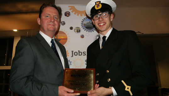 Image:Nautilus International general secretary Mark Dickinson, left, and a past Bevis Minter award winner Declan Rogers. The new Maritime UK Award honours a past chair of the Nautilus International Council - Bevis Minter.
