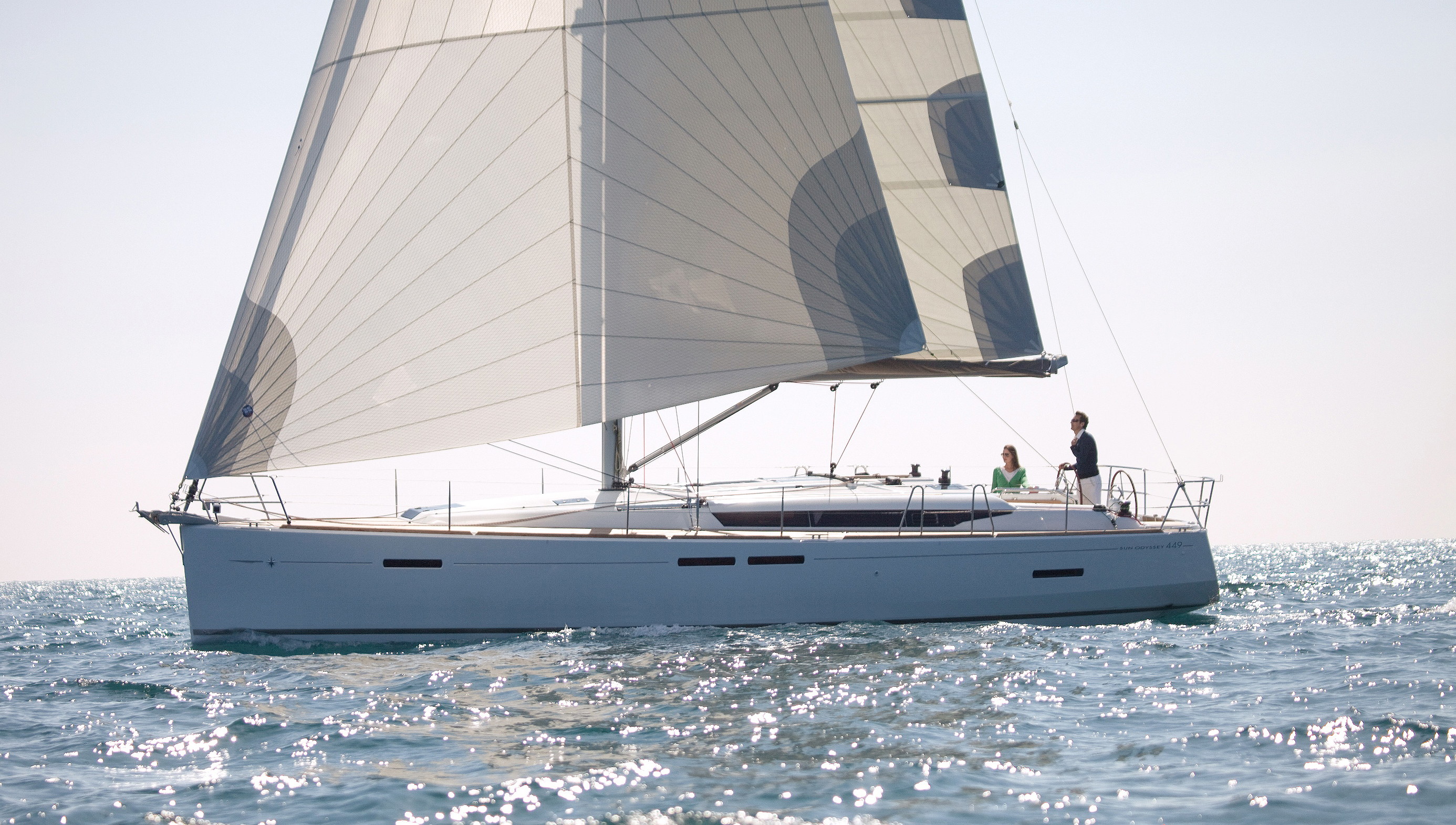 Image:One of the new Sun Odyssey training yachts is put through its paces.