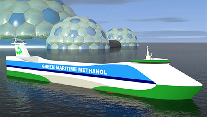 Image:An artist's impression of a Green Maritime Methanol ship. Image: Port of Amsterdam