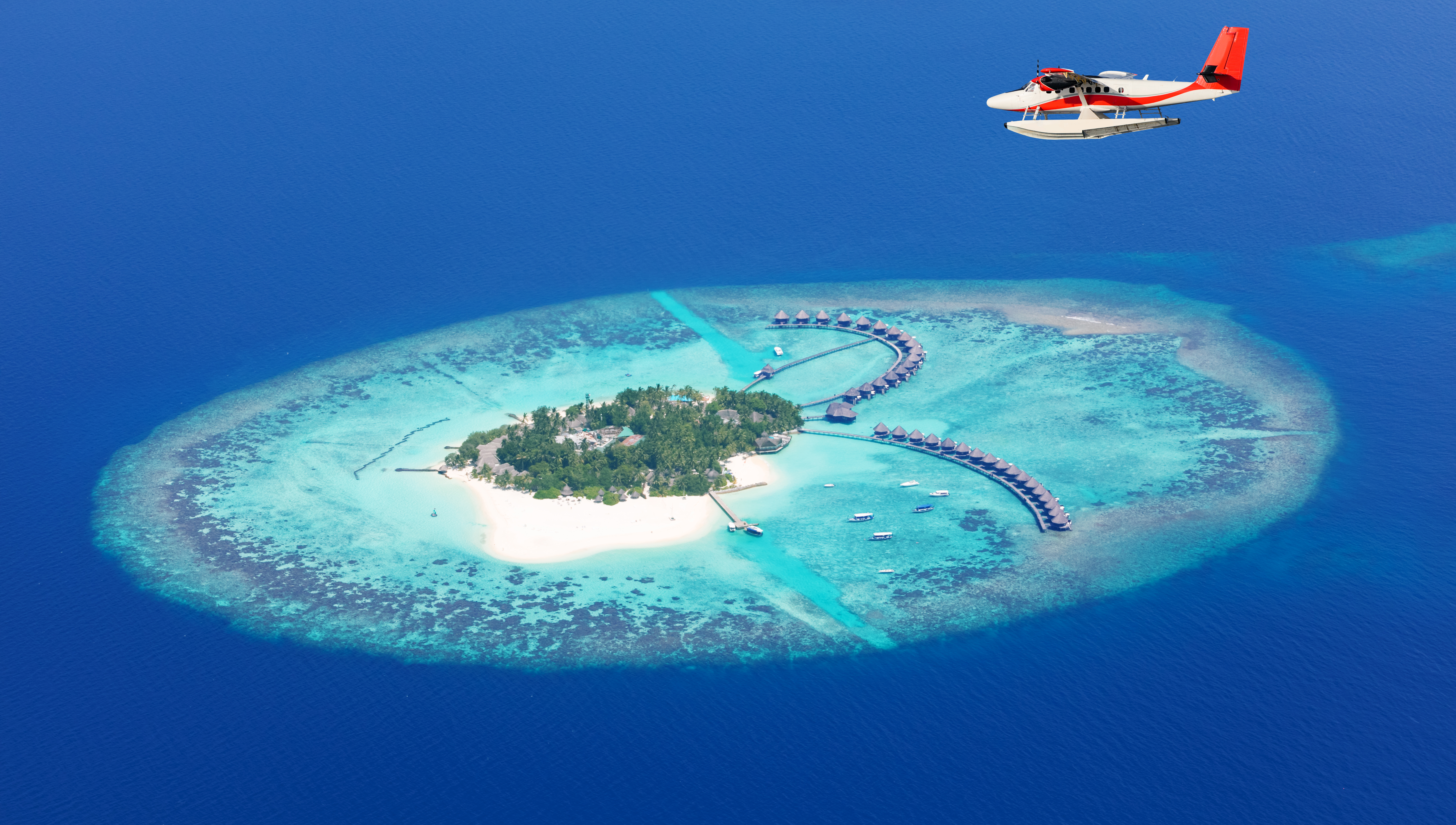 Image:Pacific Atolls like this one in the Maldives, could be submerged by 2050. Image: Getty Images