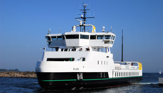 Image:E-ferry Ellen, a pioneering electric car ferry, operated since August 2019 by Ærø Municipality between the southern Danish port of Fynshav and Søby, on the island of Ærø, Denmark. Image: Erik Christensen/ Wikimedia Commons