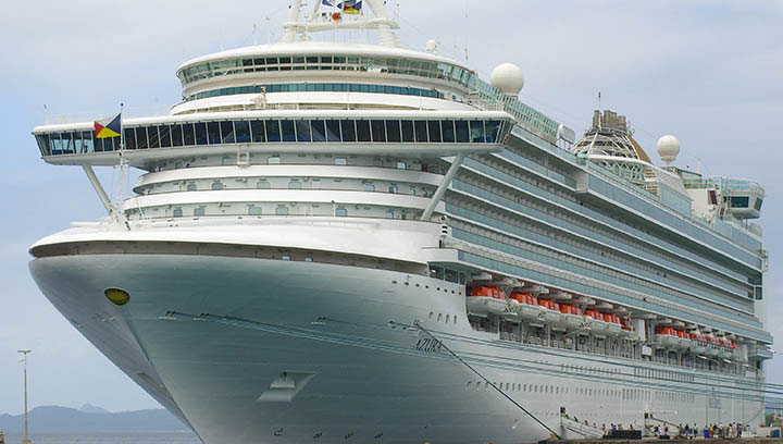 Image:P&O Cruises ship Azura, whose captain was fined £88,500 in November 2018 for using fuel with excessive sulphur levels