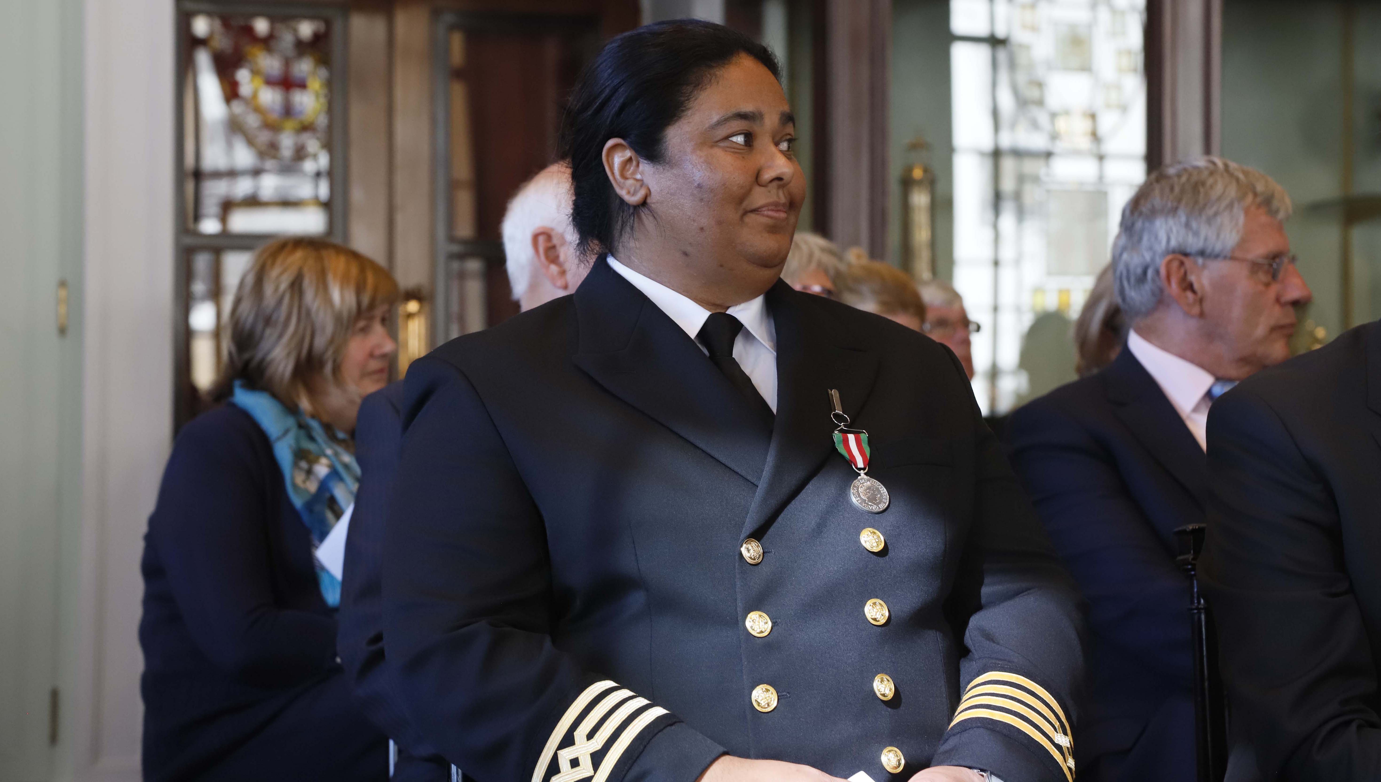 Image:Nautilus member Captain Belinda Bennett who in 2018, was awarded Britiain's highest shipping honour - the UK Merchant Navy Medal. 