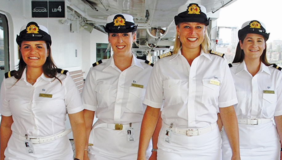 Image:Pacific Explorer hotel director Melissa Yates, third from left, with some of her officer colleagues.