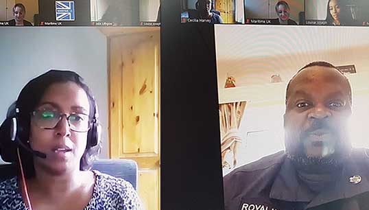 Image:Webinar panellists speaking from left: Cecilia Harvey, and Eugene Ligale.
