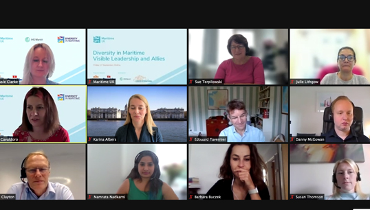 Image:Panel speakers at the Diversity in Maritime – Visible Leaders and Allies – online roundtable, held on the final day of London International Shipping Week.