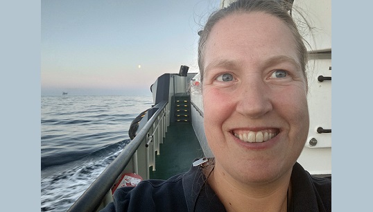 Image:Standing her ground: second engineer Marjan de Haas. Image: by permission