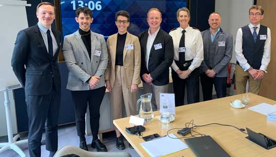 Image:Panellists at the first UK Pride in Maritime Day (L-R): Alex Roscoe (ABP), Kian Goodsell (The Seafarers' Charity), Daisy Rayner (The Shipowners' Club),Danny McGowan (Nautilus International), Commodore Melanie Robinson (UK Royal Navy), Neal Somerville (RNLI Ireland), Gwilym Stone (MCA). Image: Nautilus International