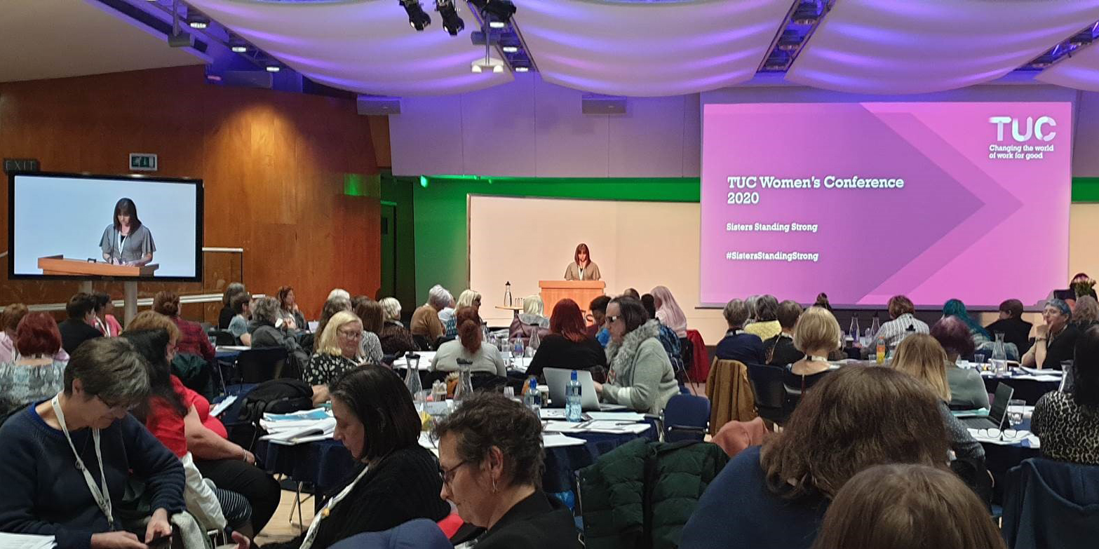 Image:Nautilus strategic organiser Rachel Lynch speaks at the 2020 TUC Women's Conference 