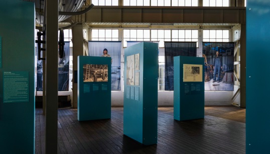 Image:Nautilus members' stories are told in the SHE_SEES exhibition in Portsmouth Historic Dockyard. Image: Emilie Sandy