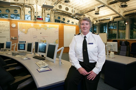 Image:Female maritime pioneer Sue Nelson at work for HM Coastguard. CREDIT: Courtesy of Sue Nelson