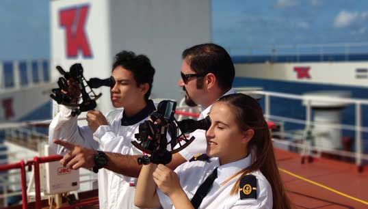 Image:Teekay officers aboard the Hispania Spirit. Image: Asociación de Navieros Españoles – ANAVE/ ICS flickr
