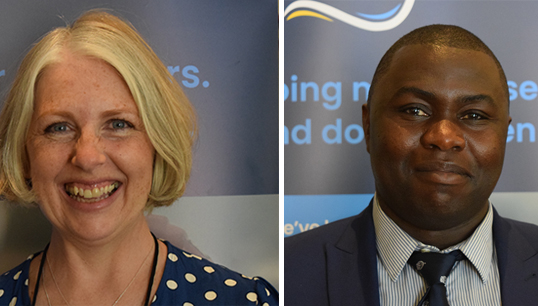 Image:The Seafarers' Charity impact executive Jo Doneny (L) and finance analyst Freddy Onono who were founding members of the Charity's diversity group. Image: The Seafarers' Charity
