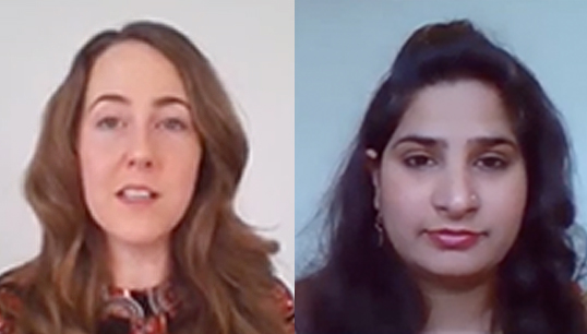 Image:Nicky Brown and Namrata Nadkarni on a video promoting Maritime UK's Interview Pool scheme