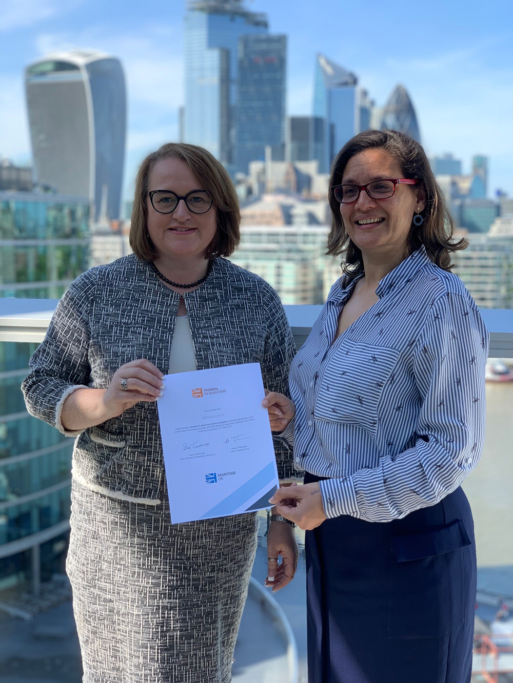 Image: Helene Peter-Davies of MFB and Nautilus member with Julie Lithgow, director of the ICS and charter champion for MFB.