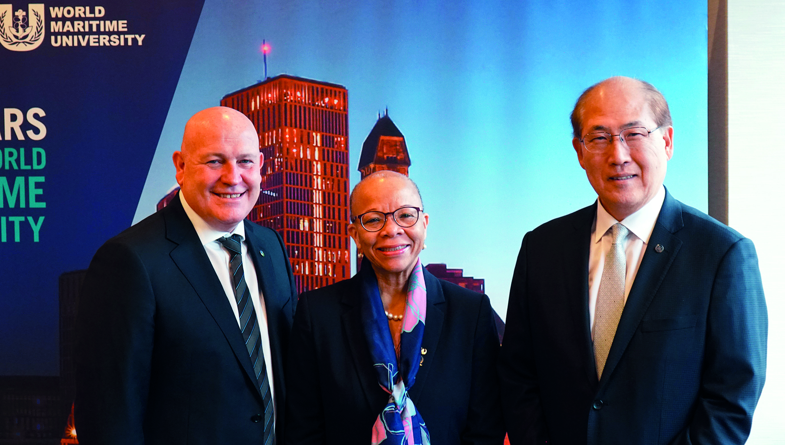 Image:Left to right at the report launch: ITF general secretary Stephen Cotton, World Maritime University president Dr Cleopatra DoumbiaHenry; and IMO secretary-general Kitack Lim