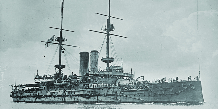 Image:HMS Glory, the Royal Navy ship that helped to free the Baron Balfour from rocks in the White Sea . Image: from the George Grantham Bain collection at the Library of Congress via Wikimedia Commons 